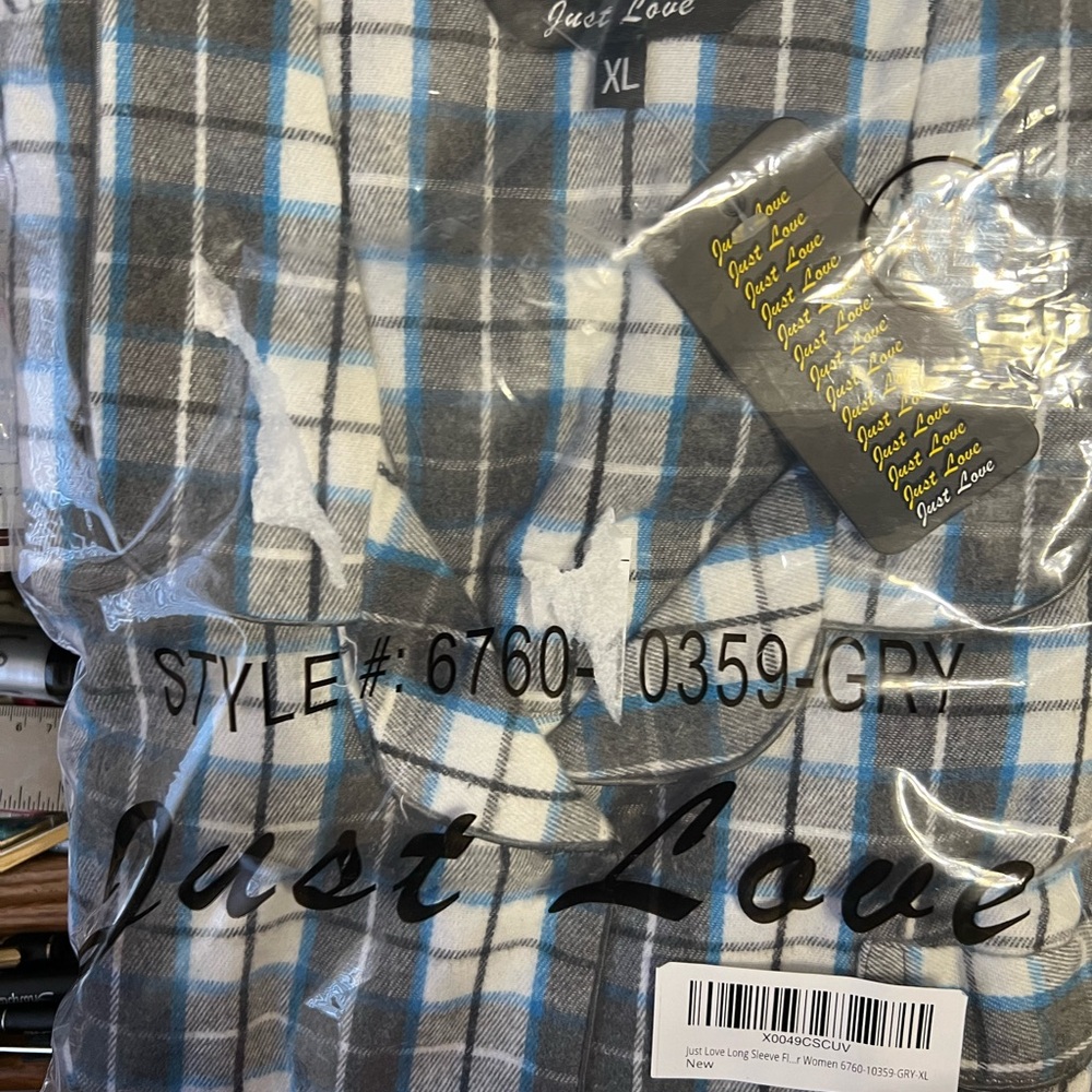 Just Love Woman’s  Blue and Gray Plaid Shirt